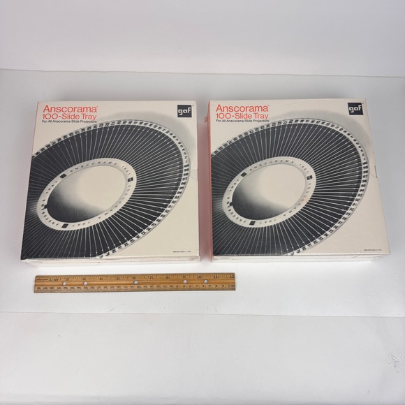 2 Pkgs Vtg Sealed Anscorama 100 Slide Tray For Projectors Gravity Feed GAF USA - Picture 5 of 11